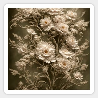 White Flowers and Lace Sticker